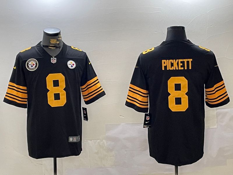 Men Pittsburgh Steelers #8 Pickett Black 2024 Nike Limited NFL Jersey style 2